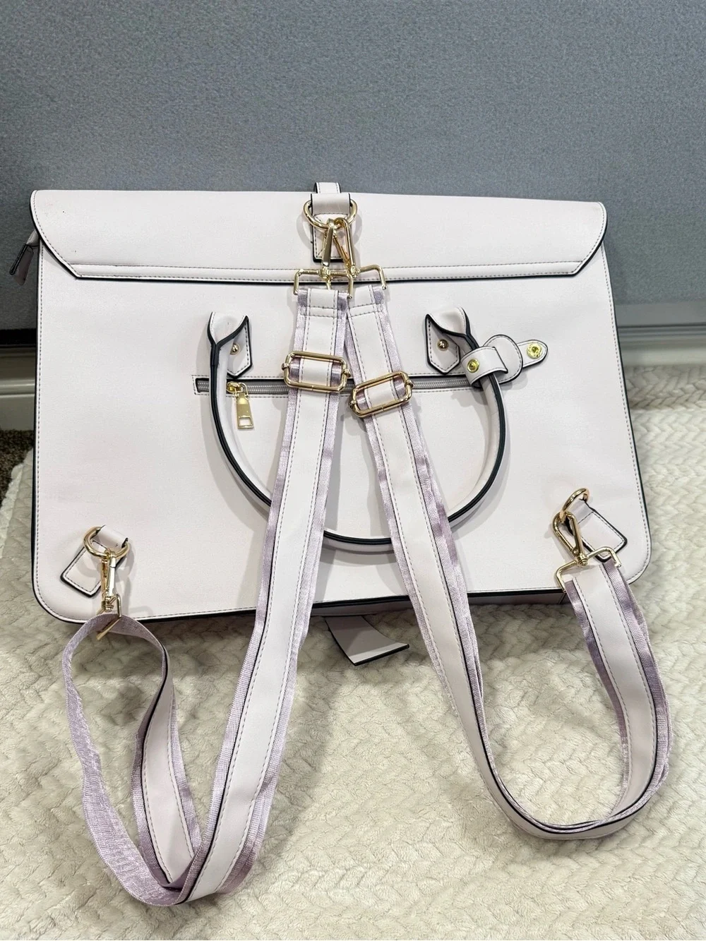 MOSISO Convertible Laptop Backpack Briefcase Blush Pink Bow Work Bag